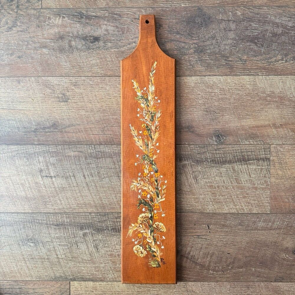 Vintage Hand-Painted Decorative Wooden Board Paddle Cottage Core